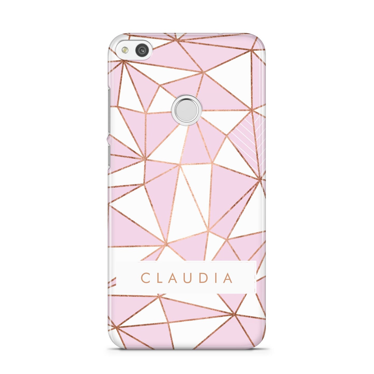 Personalised Pink White Rose Gold Name Huawei P8 Lite Case