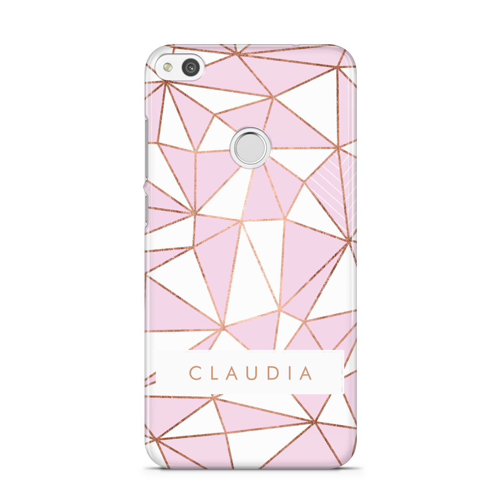 Personalised Pink White Rose Gold Name Huawei P8 Lite Case