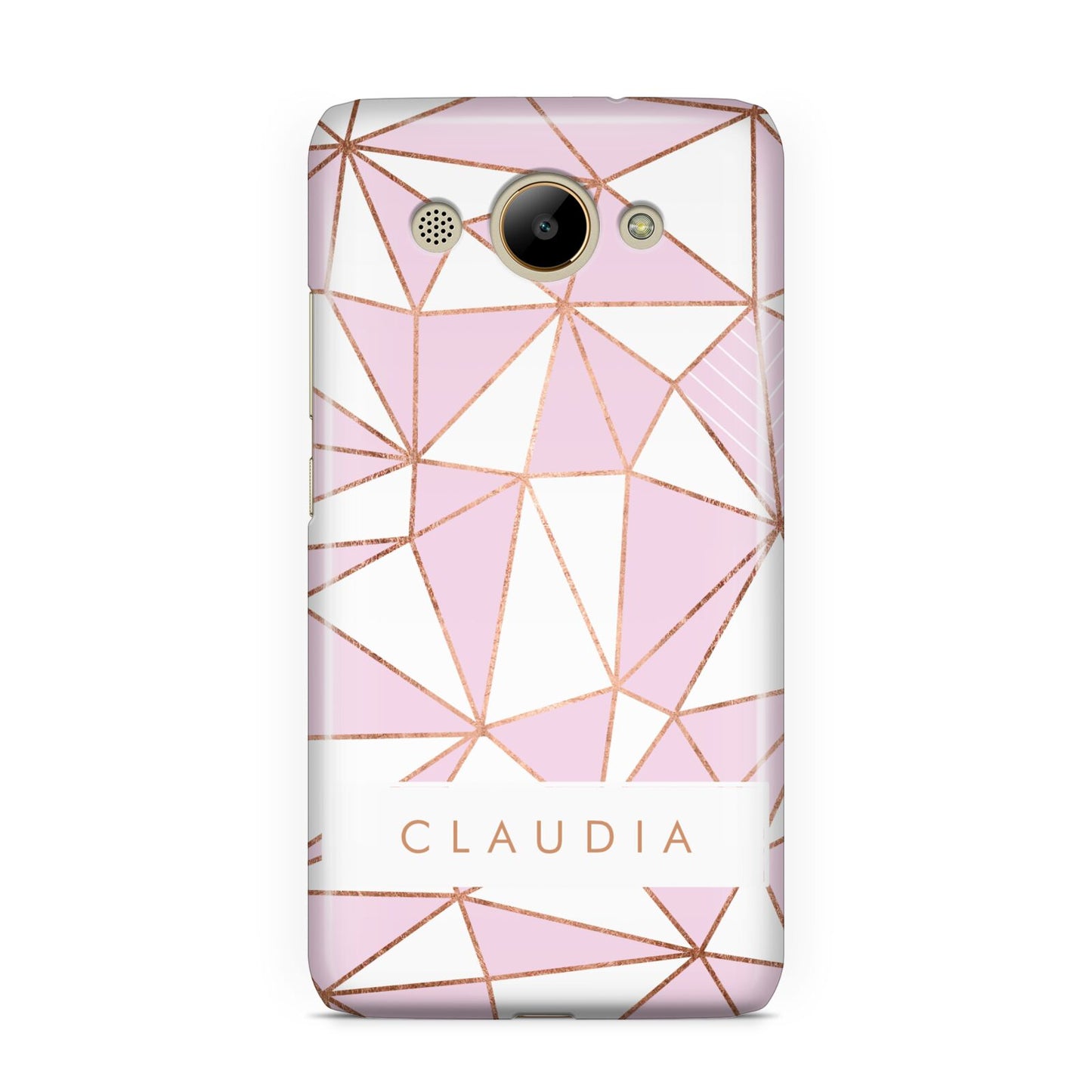 Personalised Pink White Rose Gold Name Huawei Y3 2017