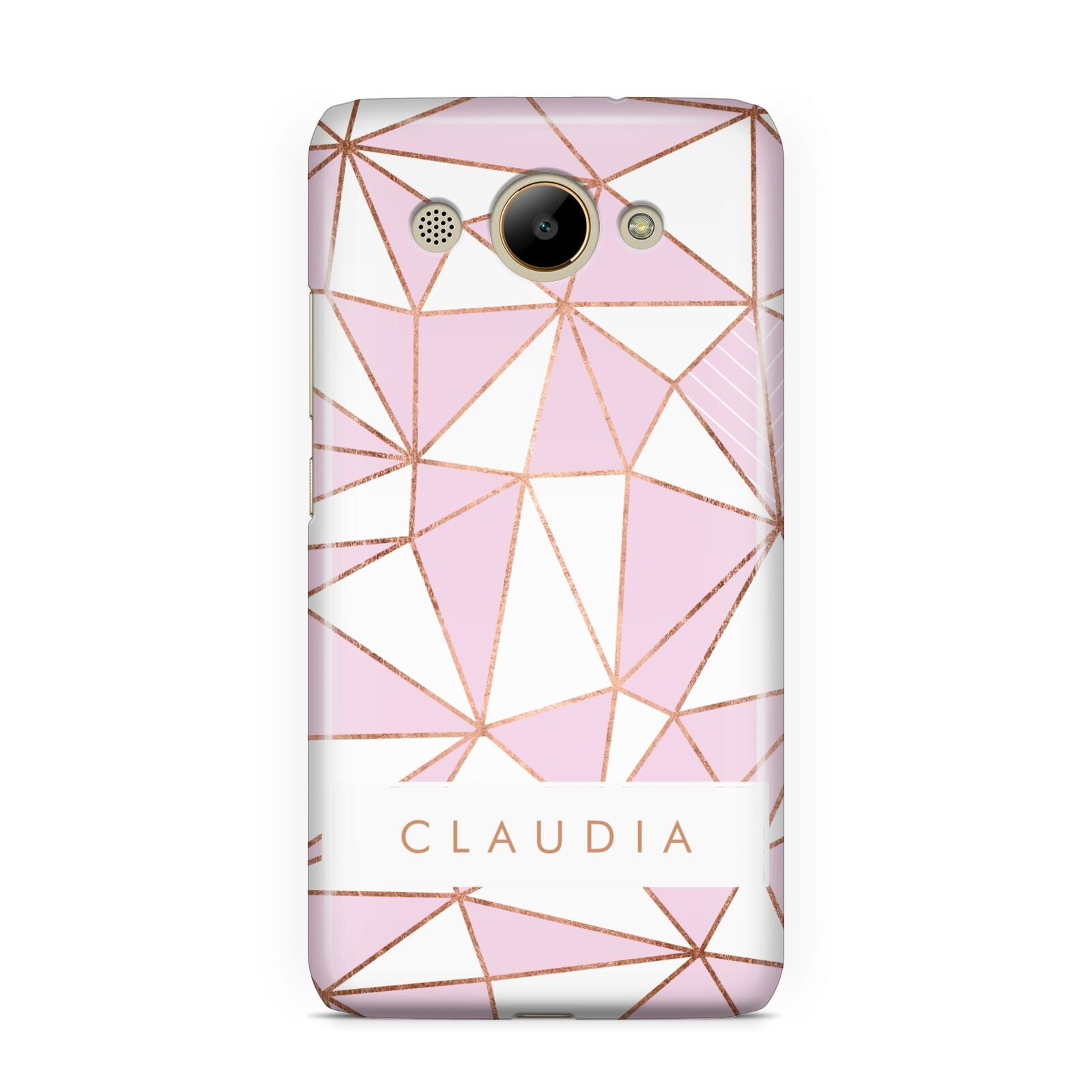 Personalised Pink White Rose Gold Name Huawei Y3 2017