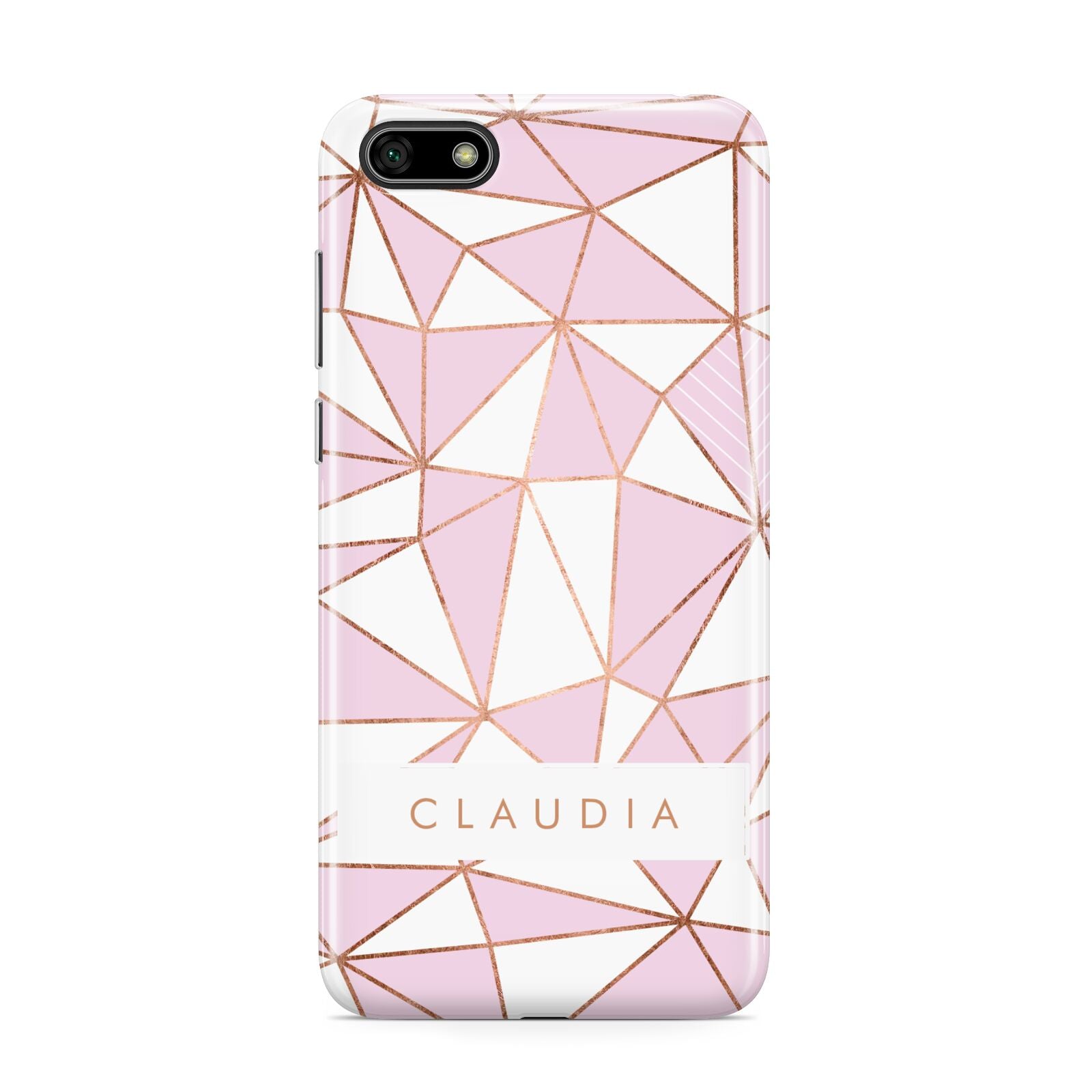 Personalised Pink White Rose Gold Name Huawei Y5 Prime 2018 Phone Case