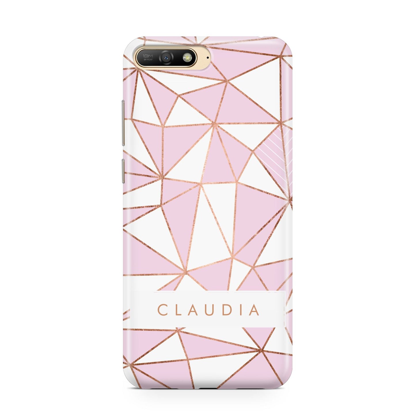 Personalised Pink White Rose Gold Name Huawei Y6 2018