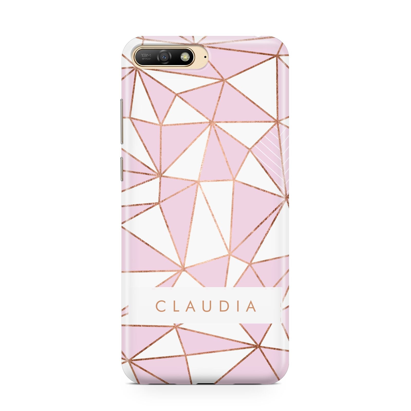 Personalised Pink White Rose Gold Name Huawei Y6 2018