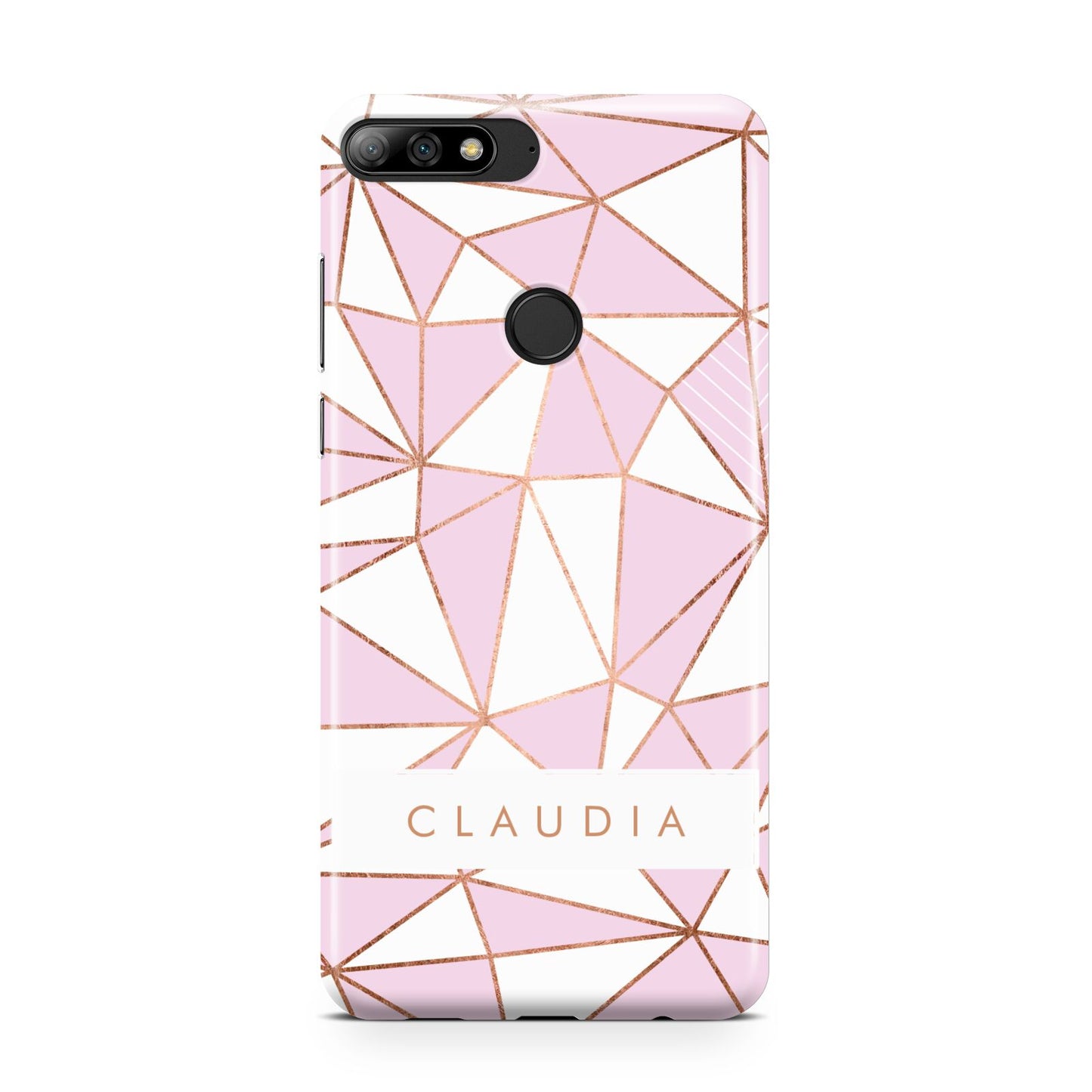 Personalised Pink White Rose Gold Name Huawei Y7 2018