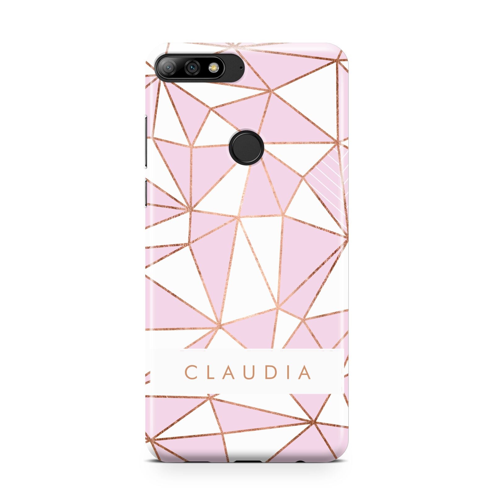 Personalised Pink White Rose Gold Name Huawei Y7 2018
