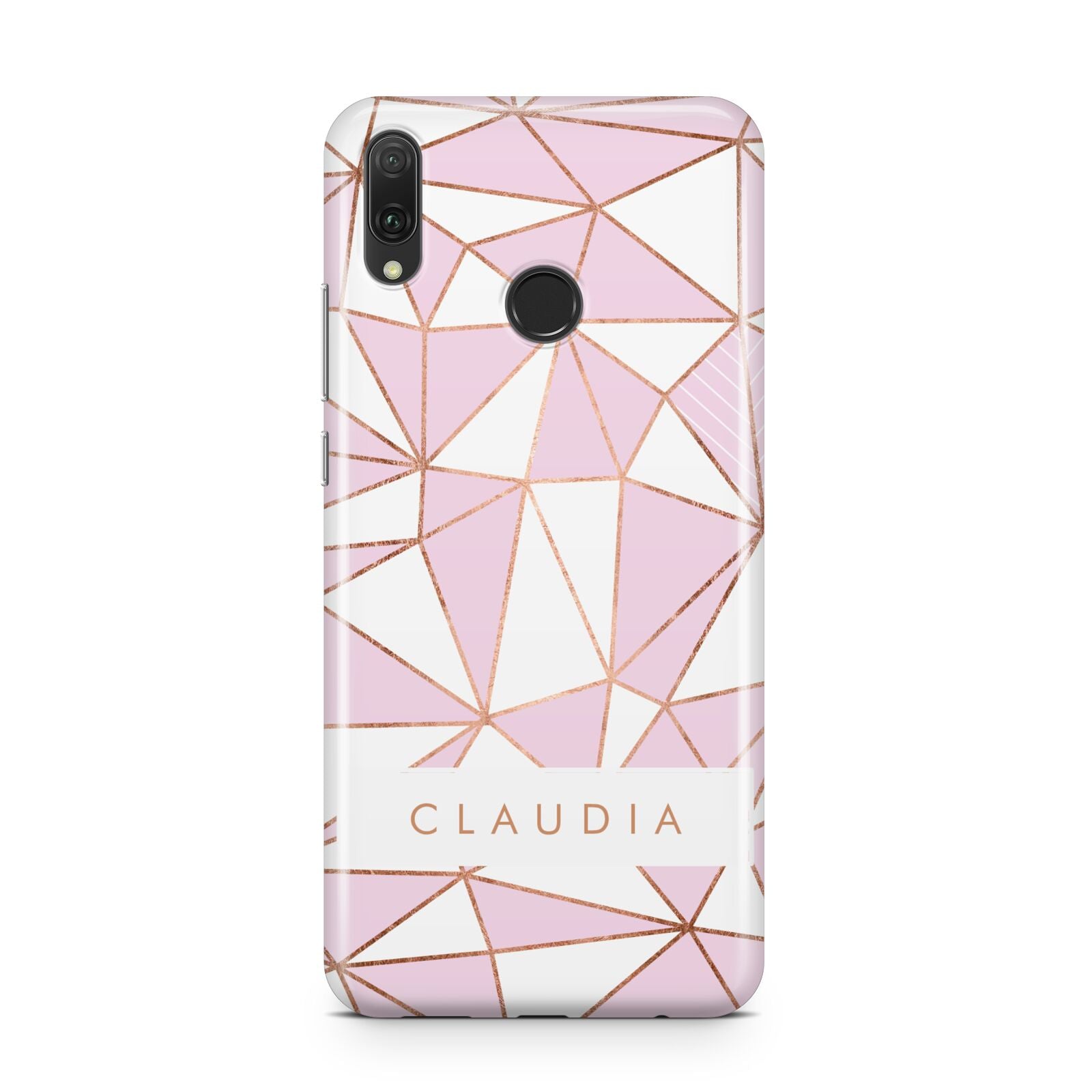Personalised Pink White Rose Gold Name Huawei Y9 2019
