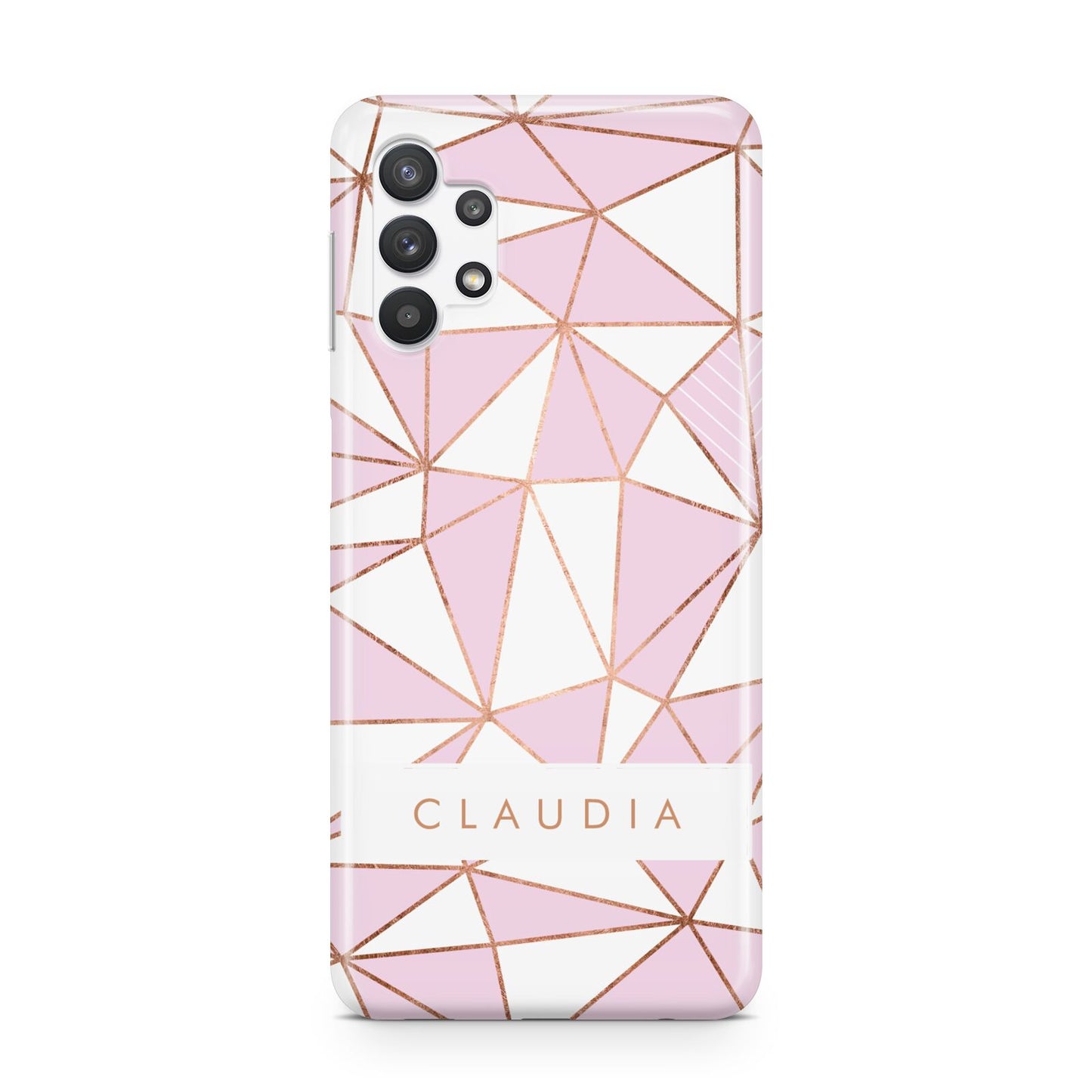 Personalised Pink White Rose Gold Name Samsung A32 5G Case