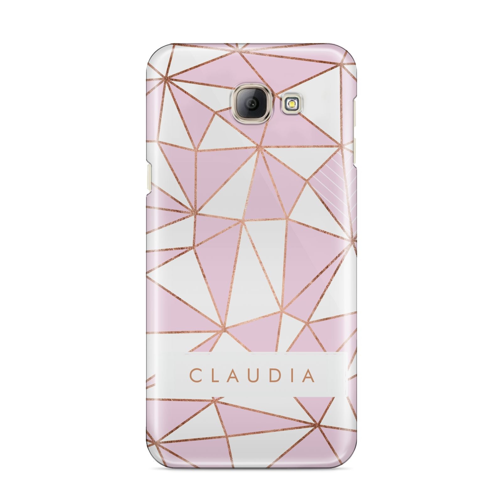 Personalised Pink White Rose Gold Name Samsung Galaxy A8 2016 Case