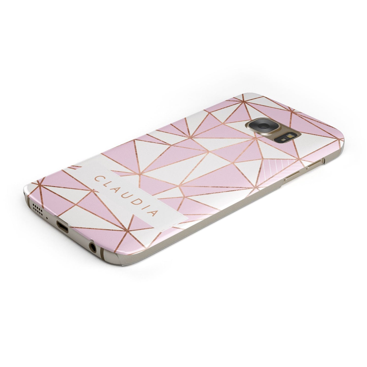 Personalised Pink White Rose Gold Name Samsung Galaxy Case Bottom Cutout