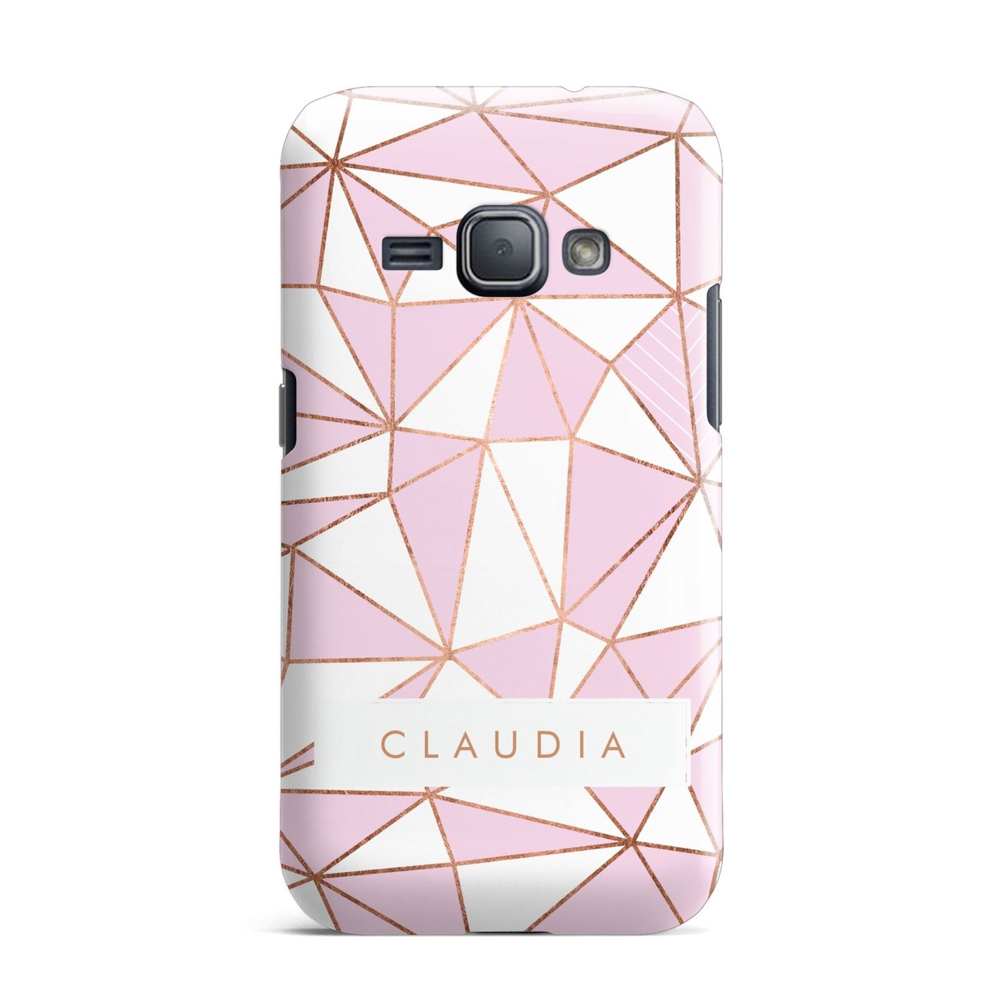 Personalised Pink White Rose Gold Name Samsung Galaxy J1 2016 Case