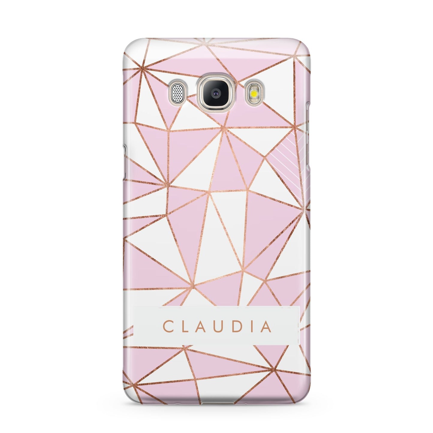 Personalised Pink White Rose Gold Name Samsung Galaxy J5 2016 Case