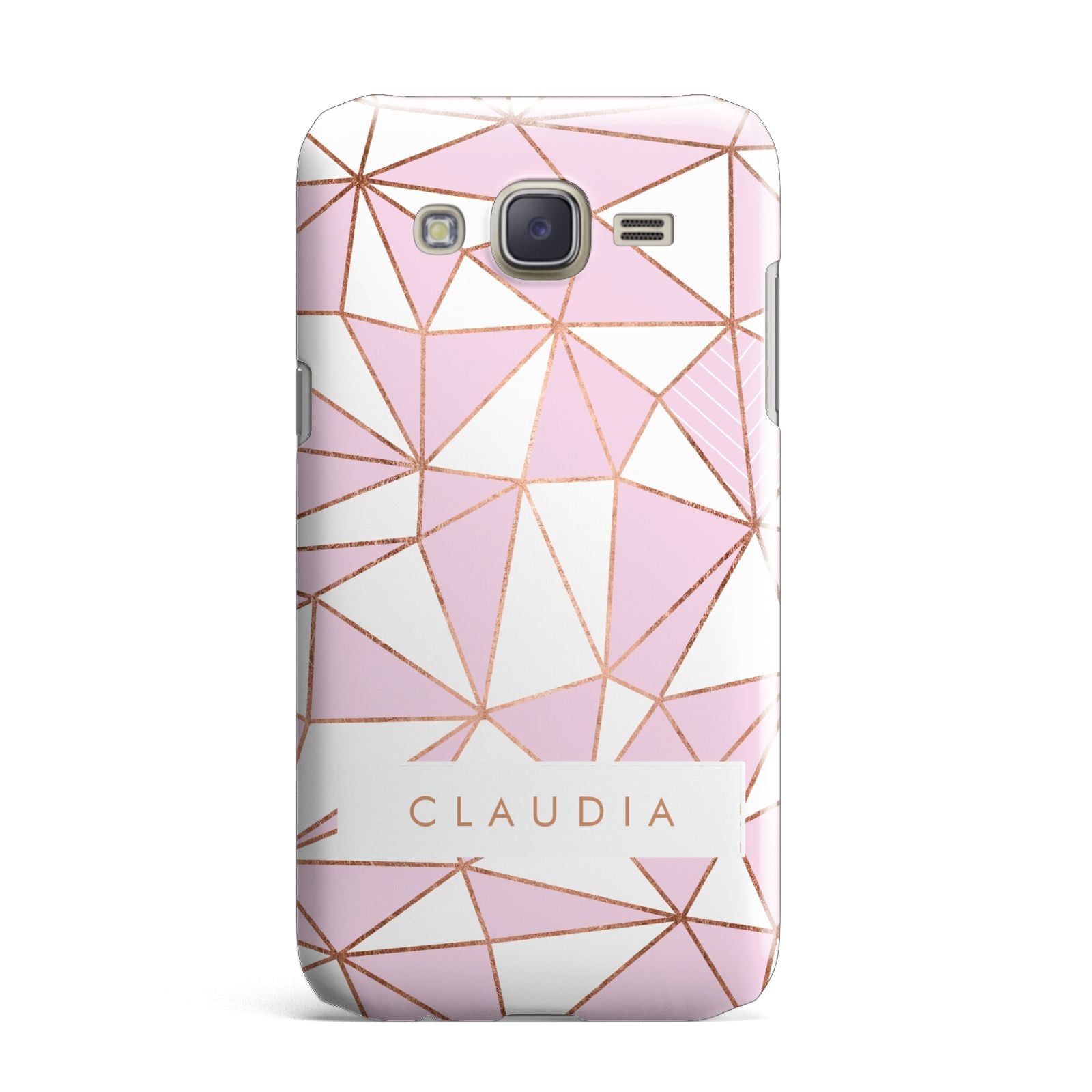 Personalised Pink White Rose Gold Name Samsung Galaxy J7 Case