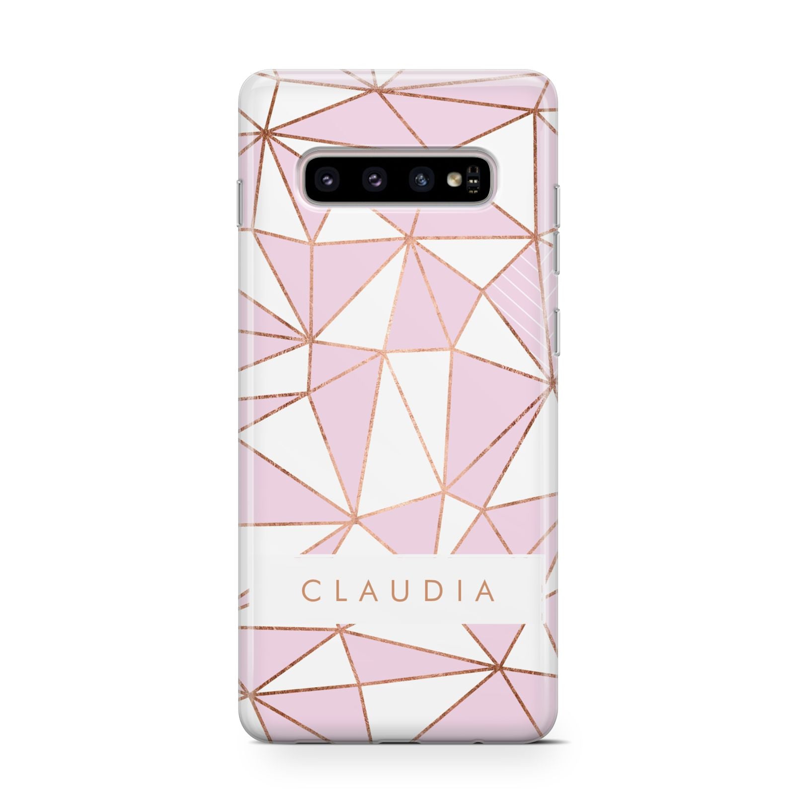 Personalised Pink White Rose Gold Name Samsung Galaxy S10 Case