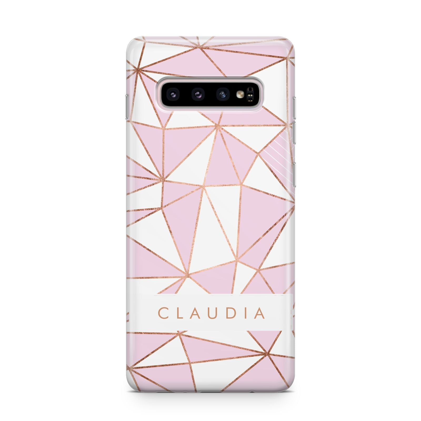 Personalised Pink White Rose Gold Name Samsung Galaxy S10 Plus Case