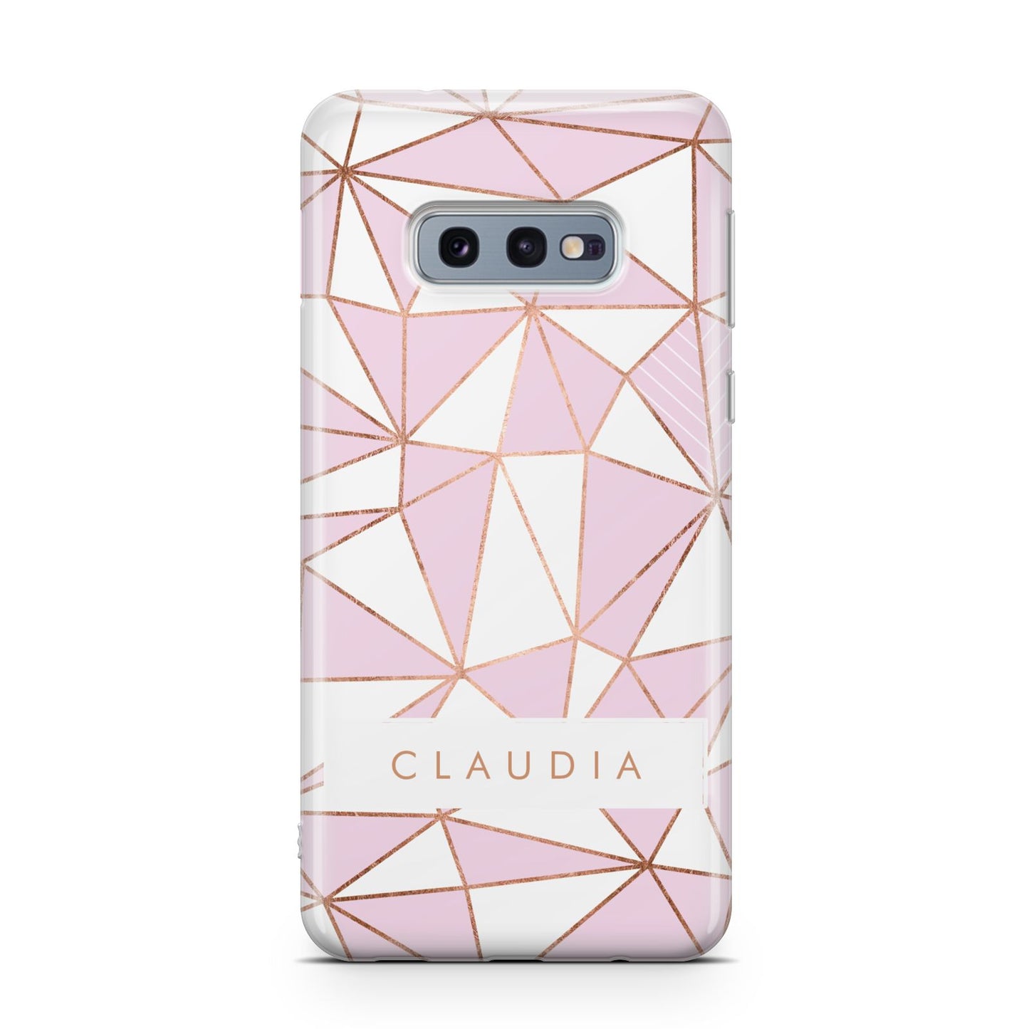 Personalised Pink White Rose Gold Name Samsung Galaxy S10E Case