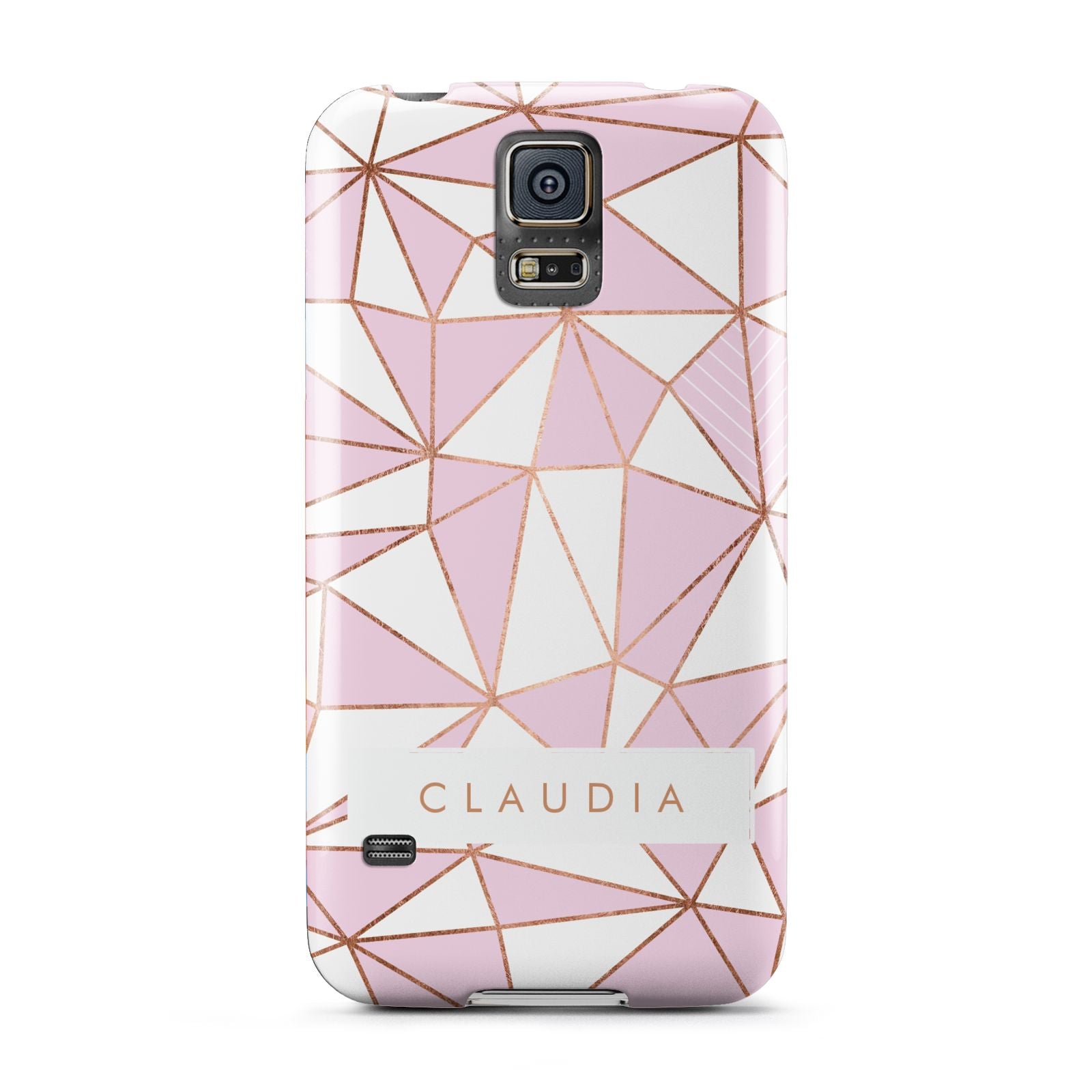 Personalised Pink White Rose Gold Name Samsung Galaxy S5 Case
