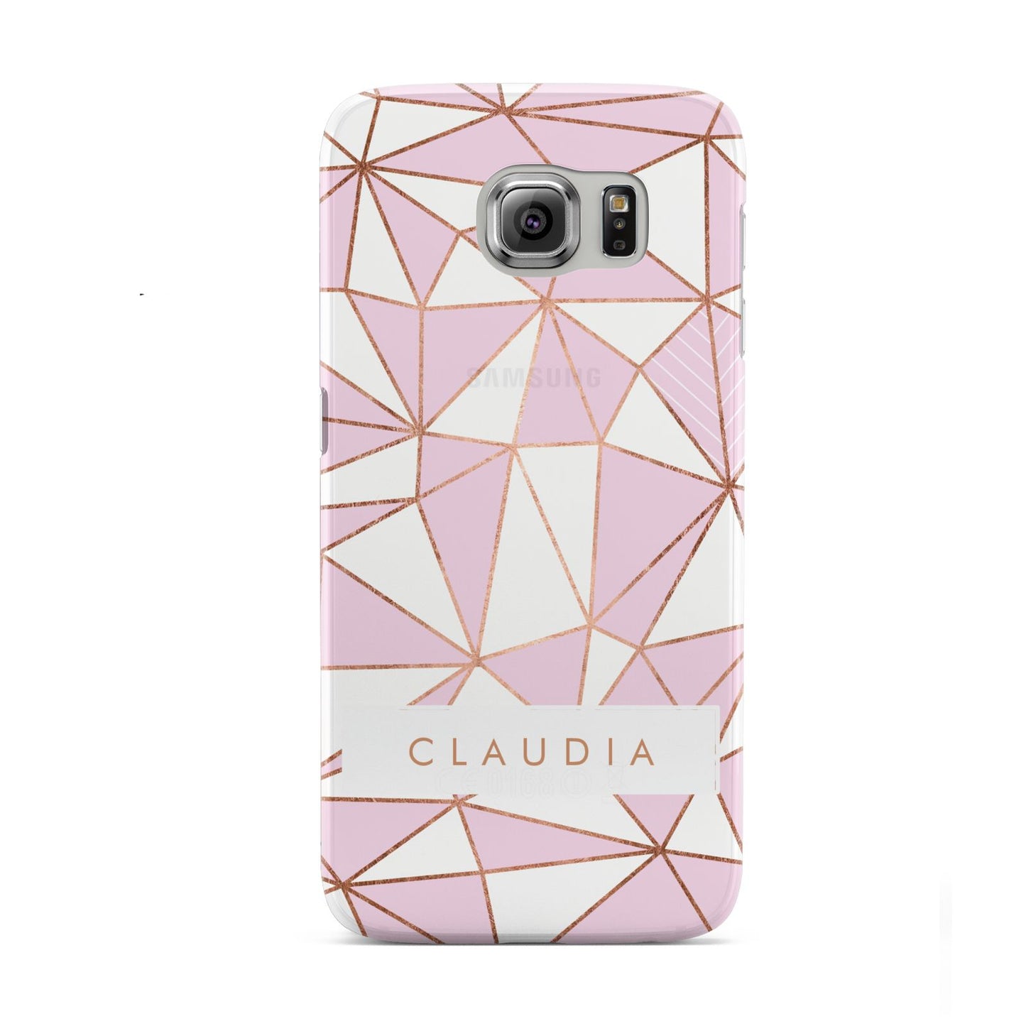 Personalised Pink White Rose Gold Name Samsung Galaxy S6 Case