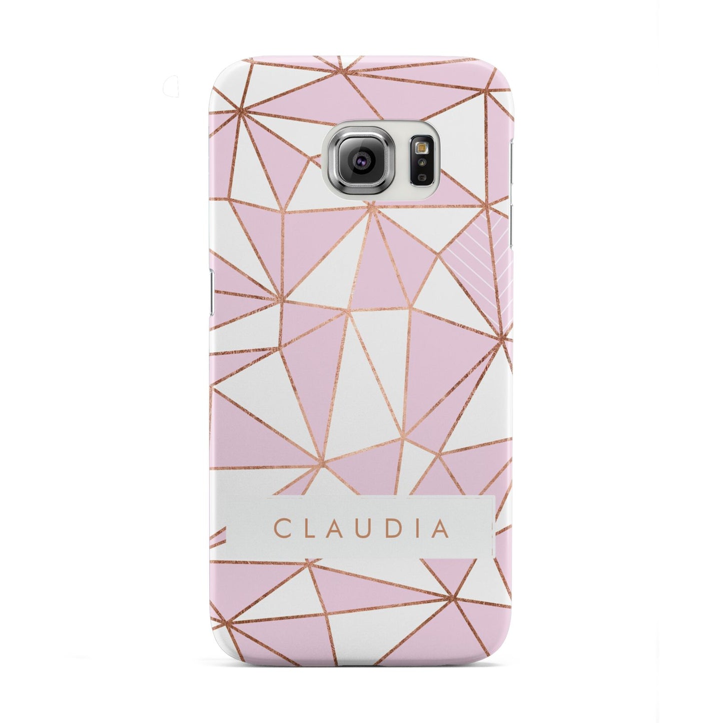 Personalised Pink White Rose Gold Name Samsung Galaxy S6 Edge Case