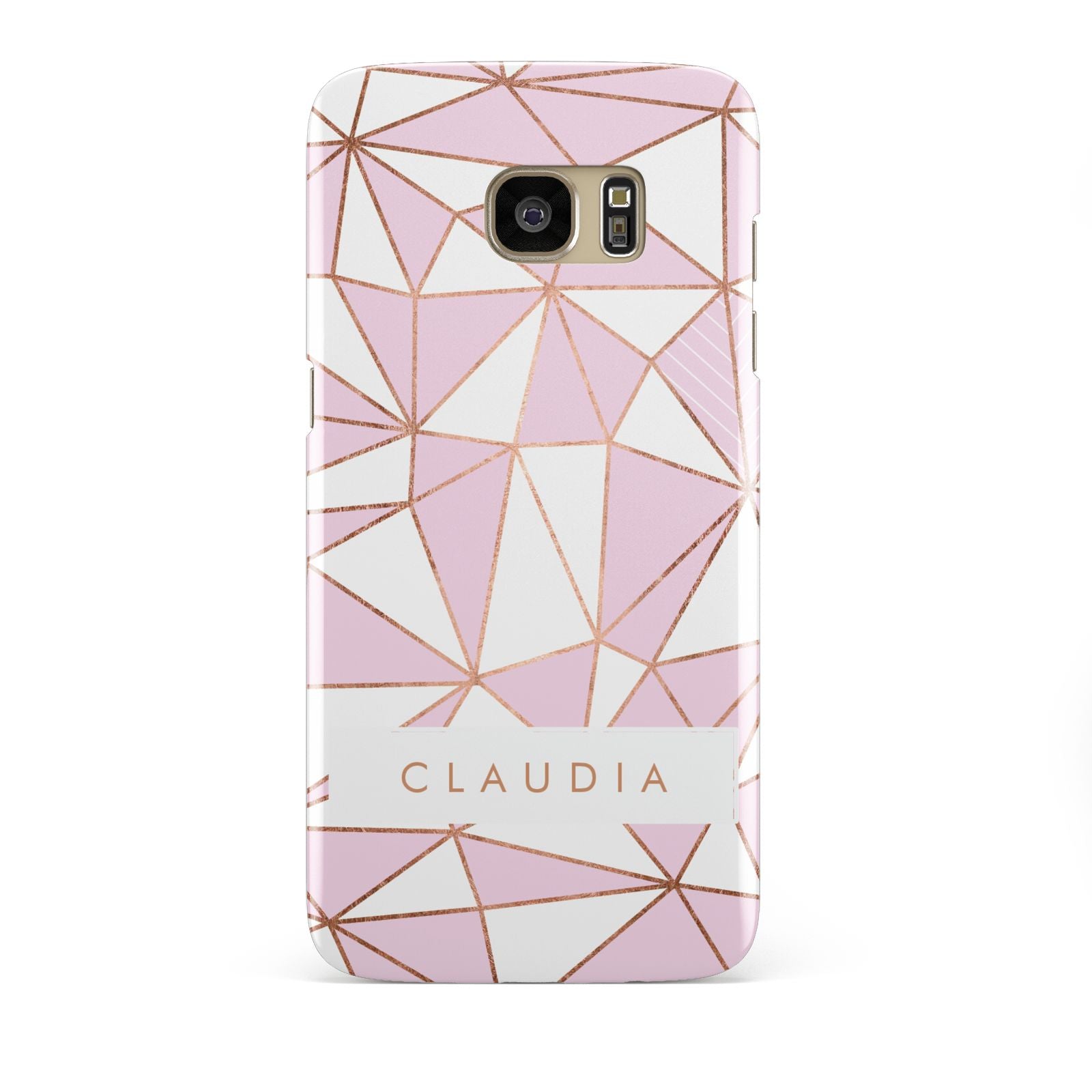 Personalised Pink White Rose Gold Name Samsung Galaxy S7 Edge Case