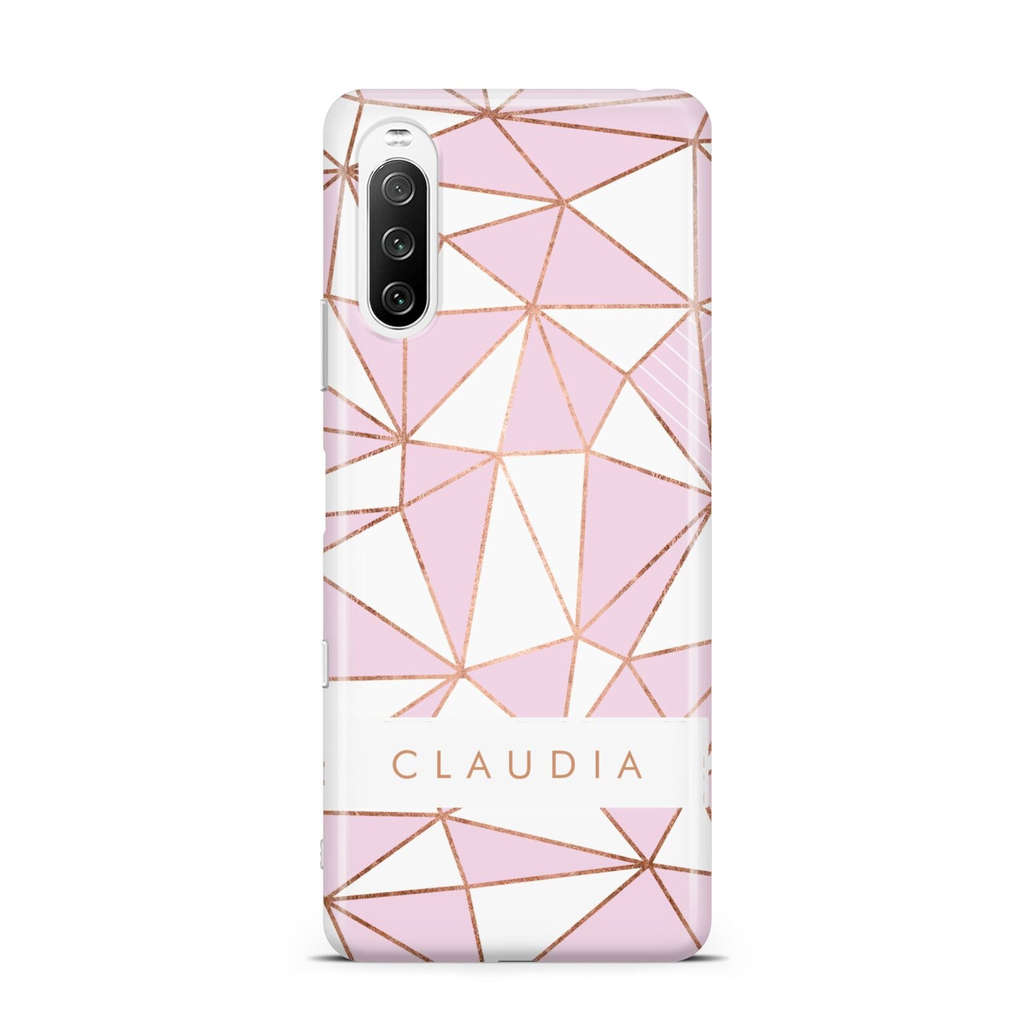 Personalised Pink White Rose Gold Name Sony Xperia 10 III Case