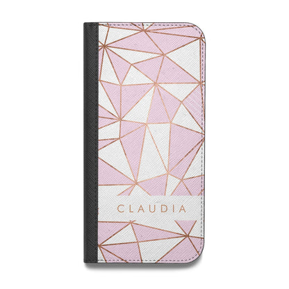 Personalised Pink White Rose Gold Name Vegan Leather Flip Samsung Case