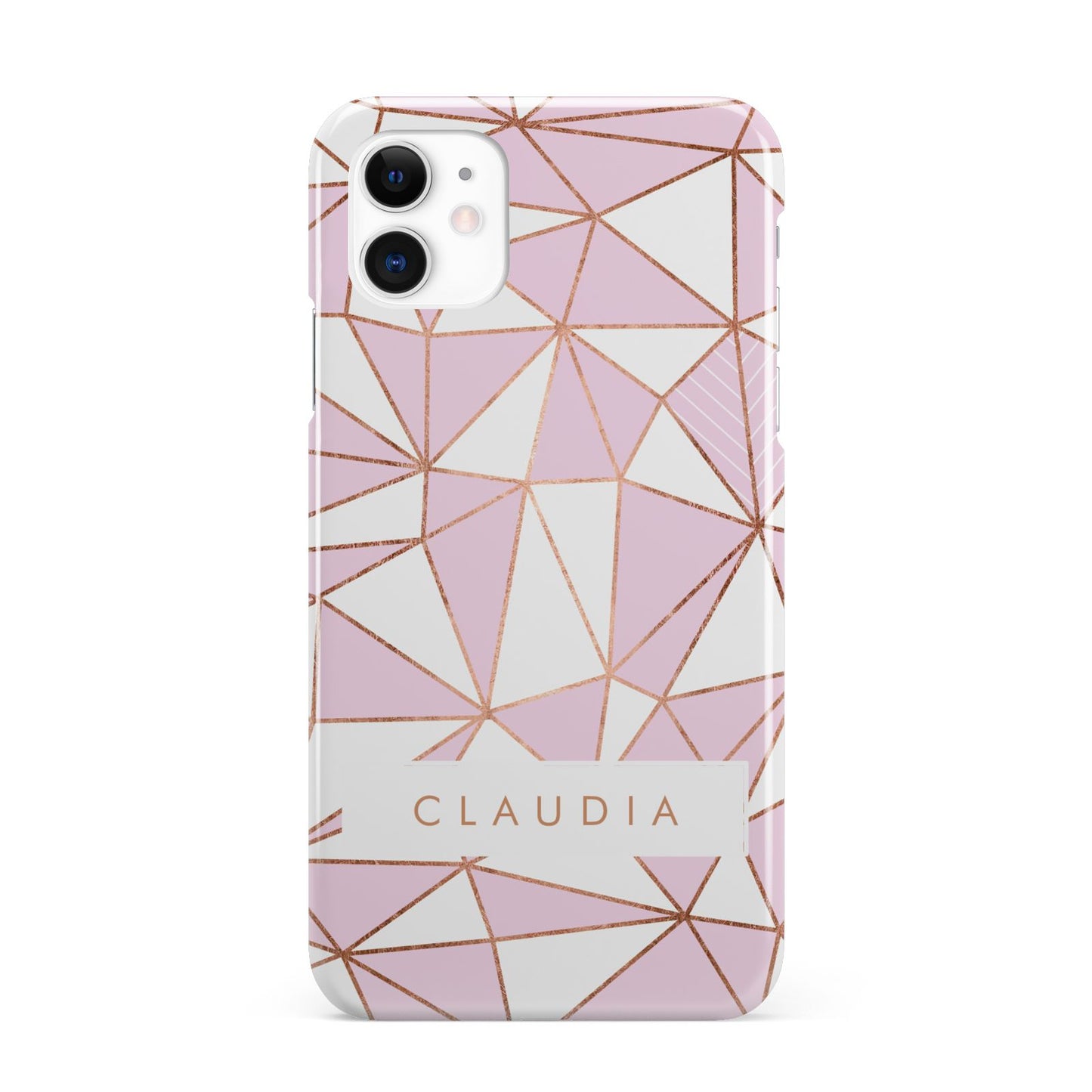 Personalised Pink White Rose Gold Name iPhone 11 3D Snap Case