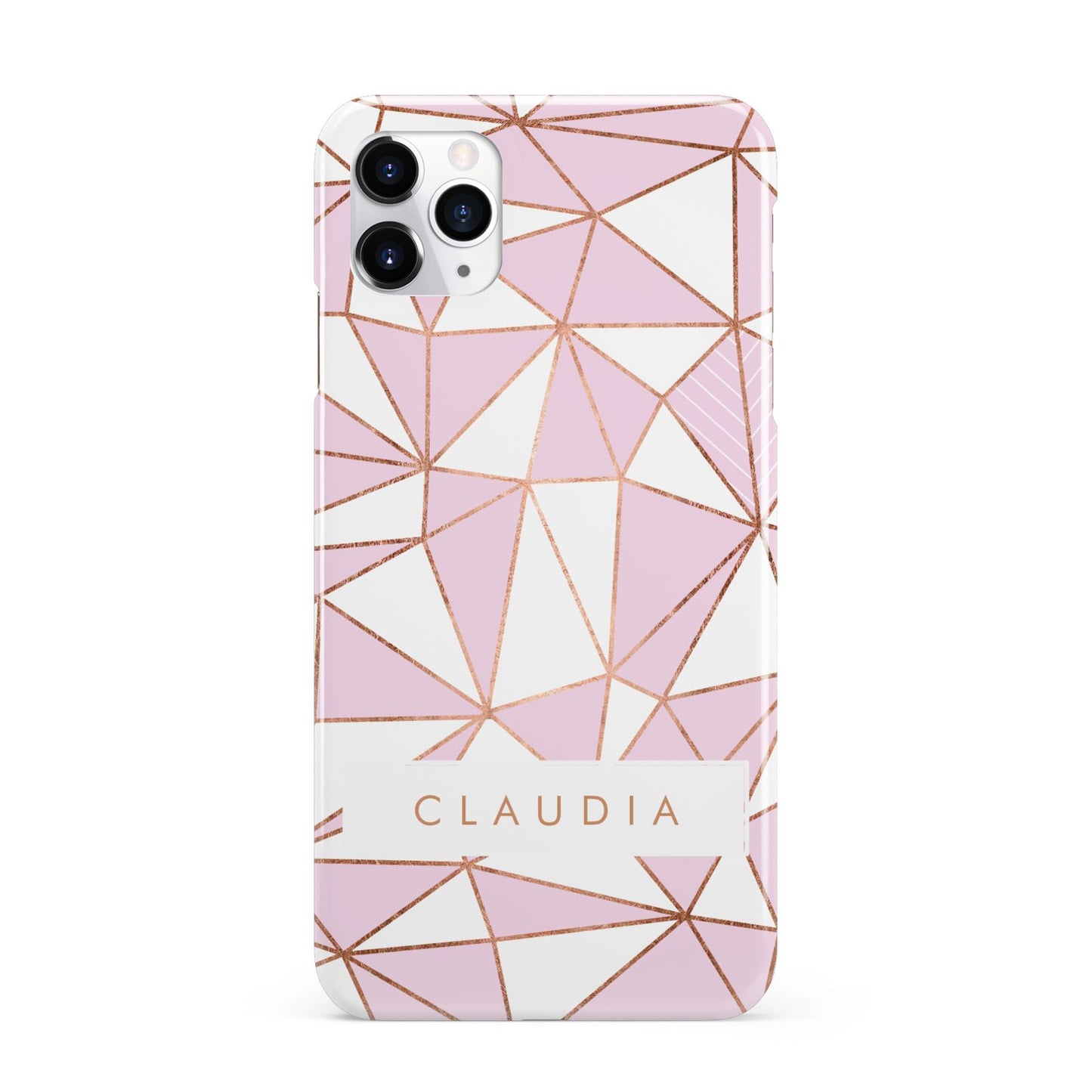 Personalised Pink White Rose Gold Name iPhone 11 Pro Max 3D Snap Case