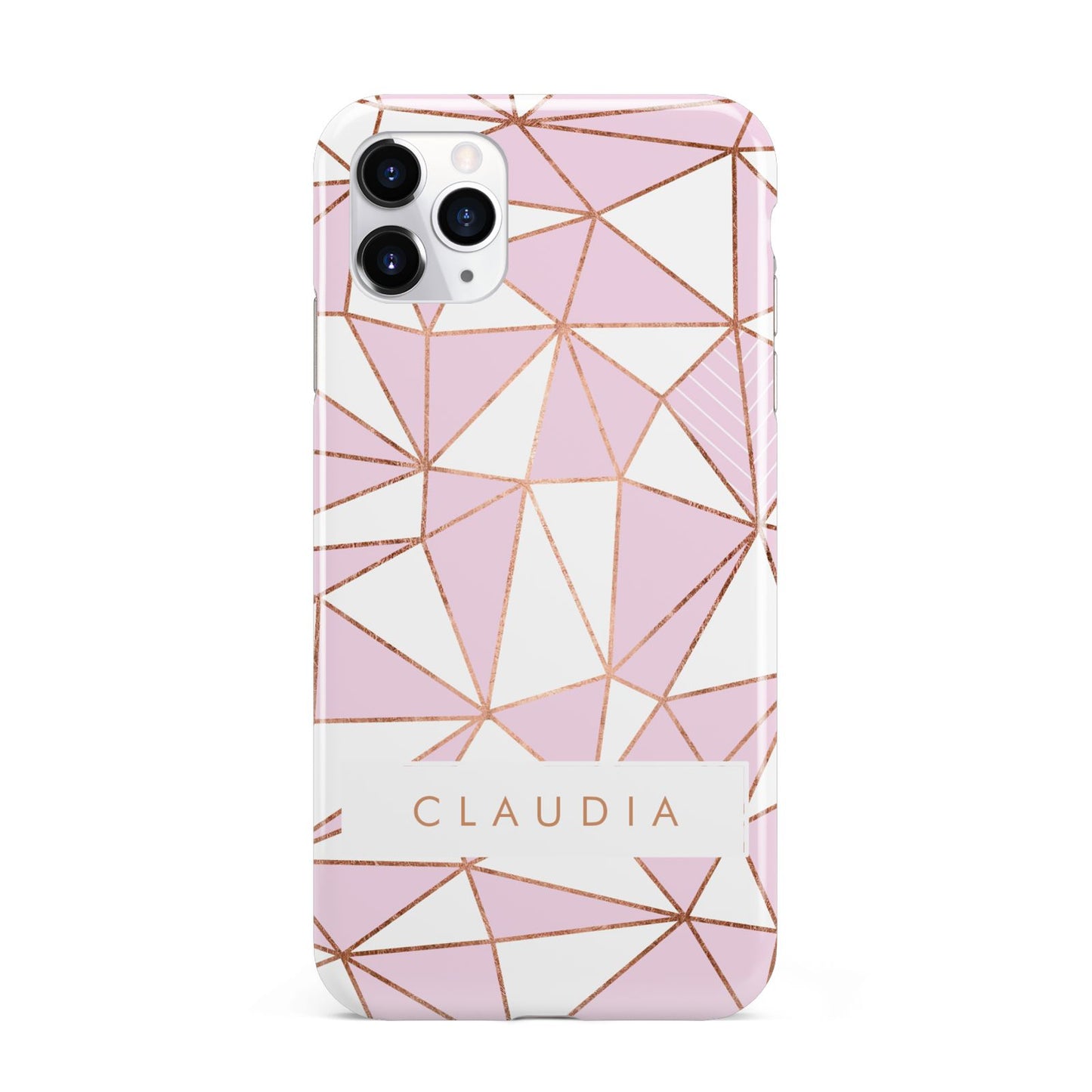 Personalised Pink White Rose Gold Name iPhone 11 Pro Max 3D Tough Case