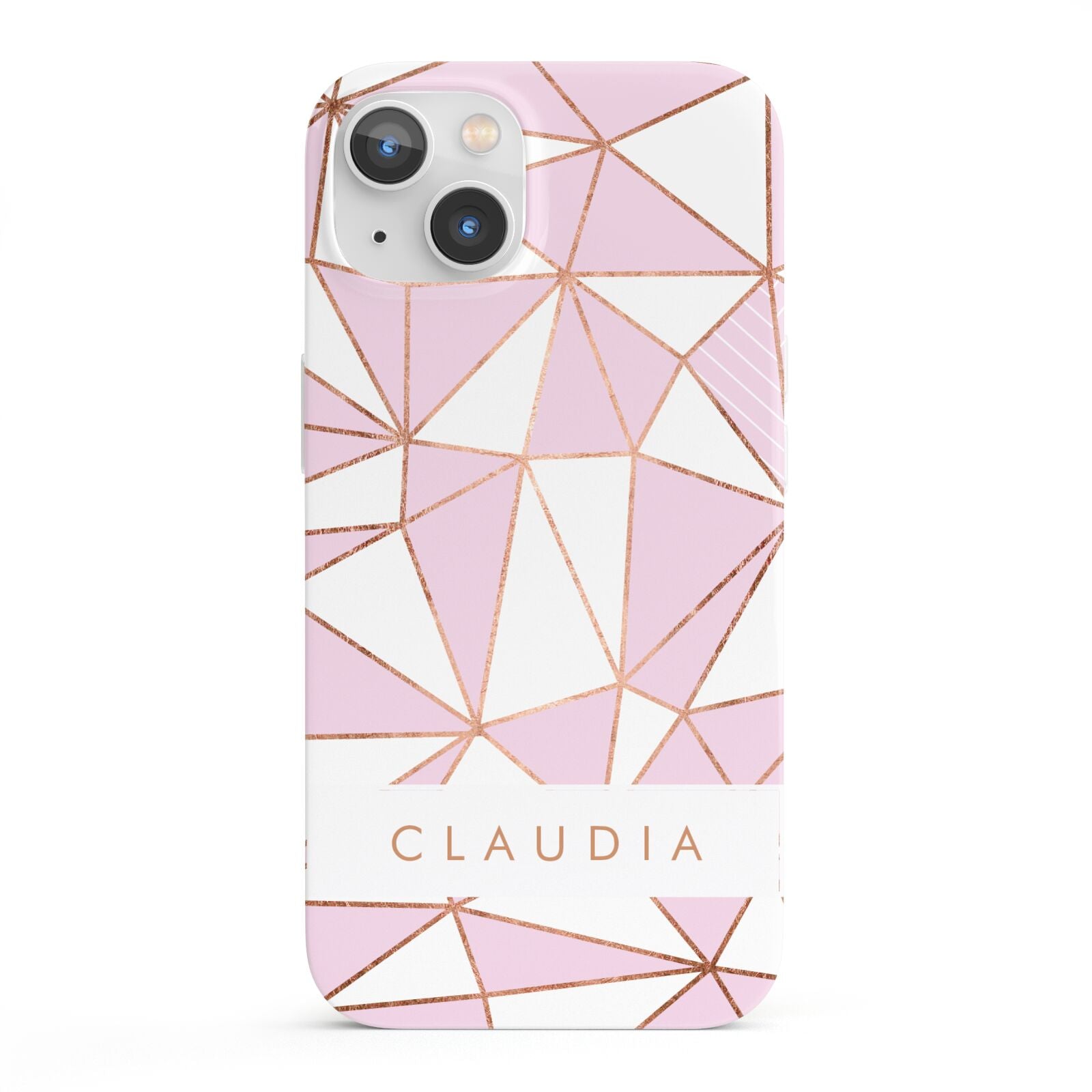 Personalised Pink White Rose Gold Name iPhone 13 Full Wrap 3D Snap Case