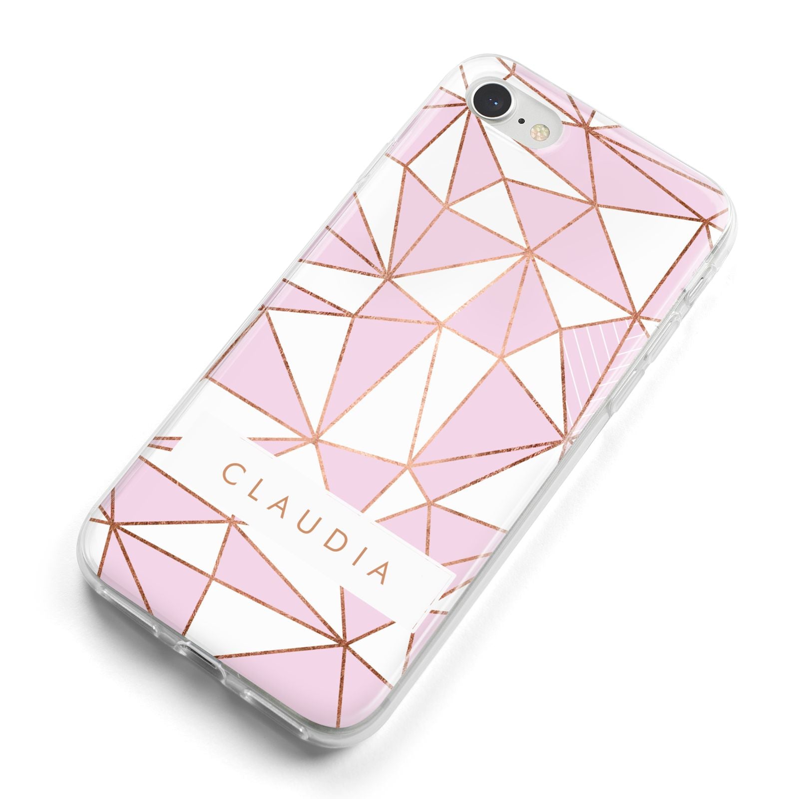 Personalised Pink White Rose Gold Name iPhone 8 Bumper Case on Silver iPhone Alternative Image