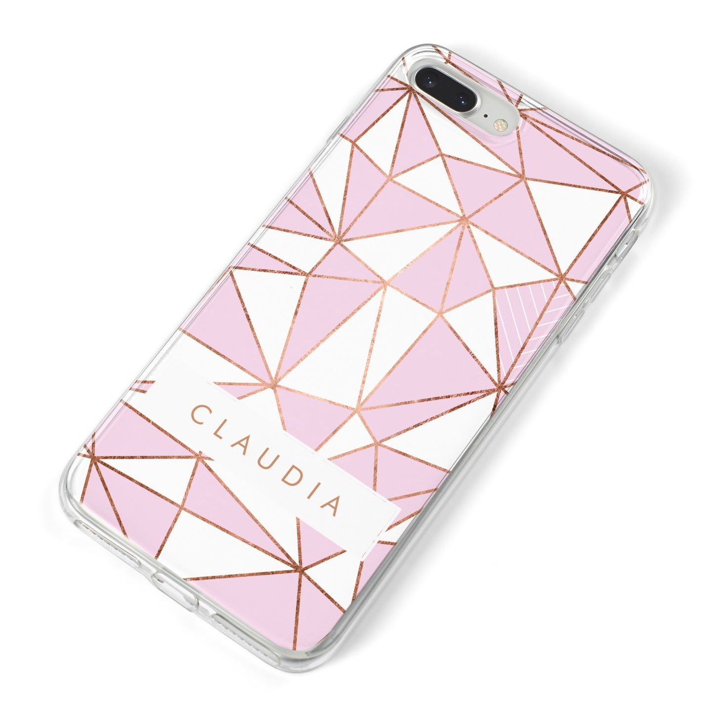 Personalised Pink White Rose Gold Name iPhone 8 Plus Bumper Case on Silver iPhone Alternative Image