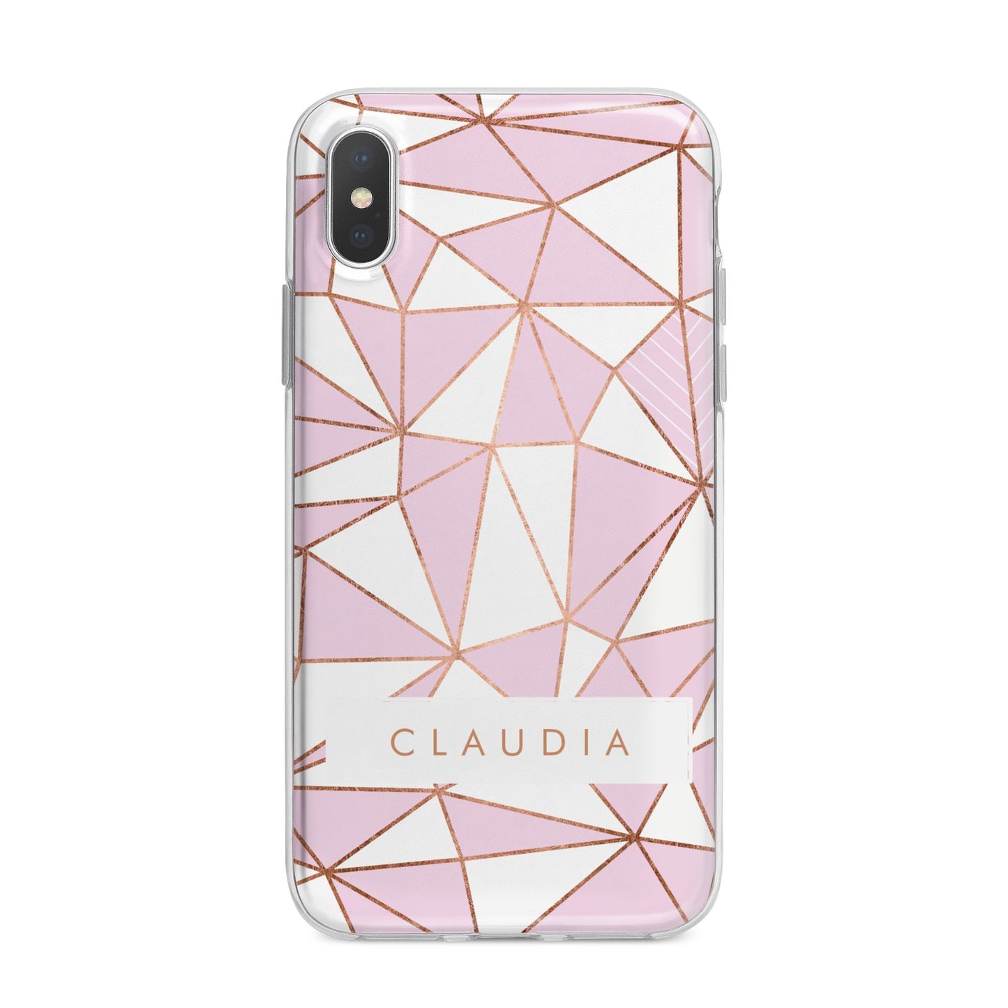 Personalised Pink White Rose Gold Name iPhone X Bumper Case on Silver iPhone Alternative Image 1