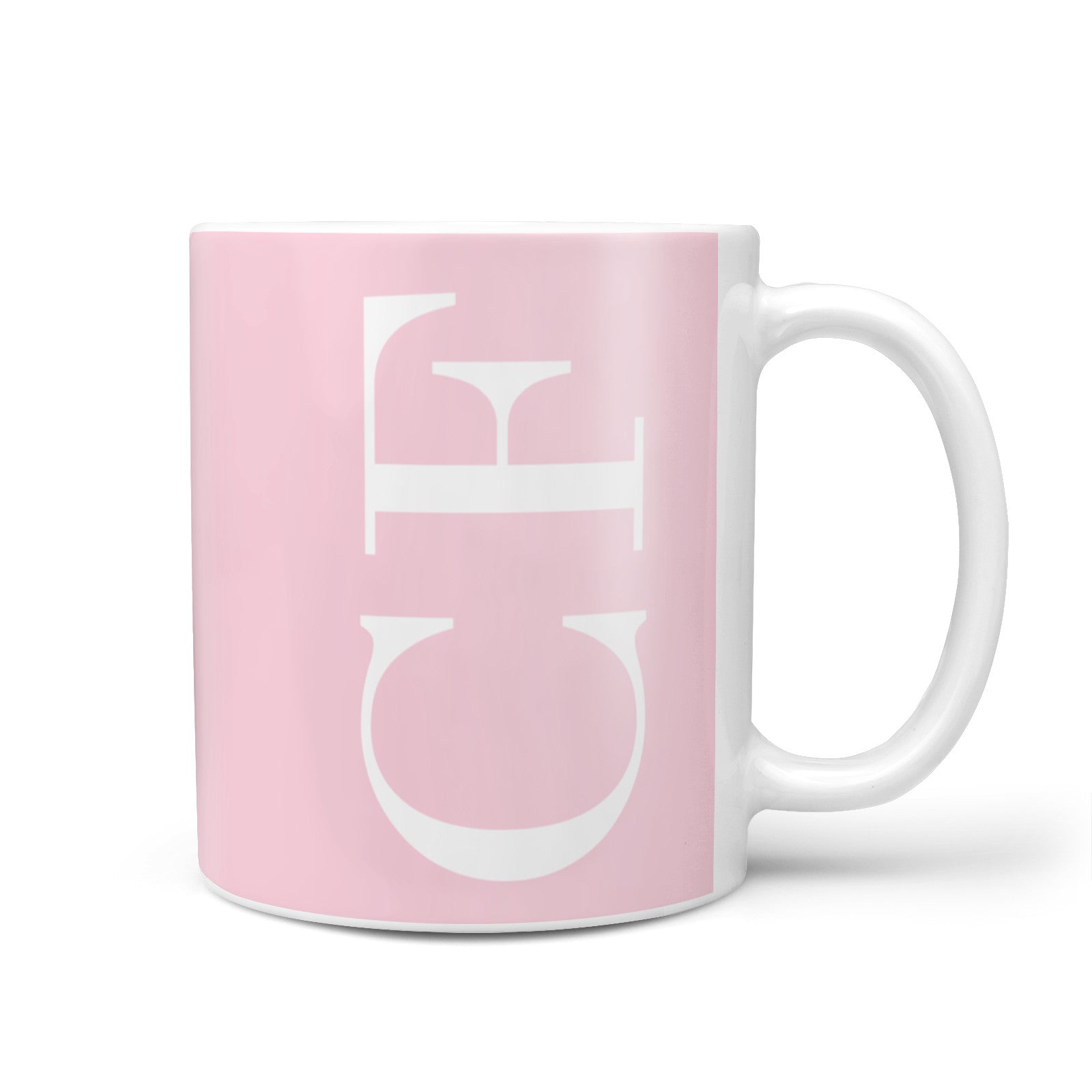 Personalised Pink White Side Initials 10oz Mug