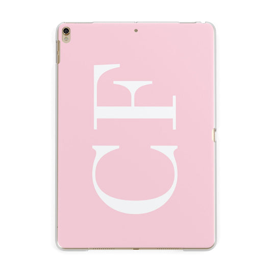 Personalised Pink White Side Initials Apple iPad Gold Case