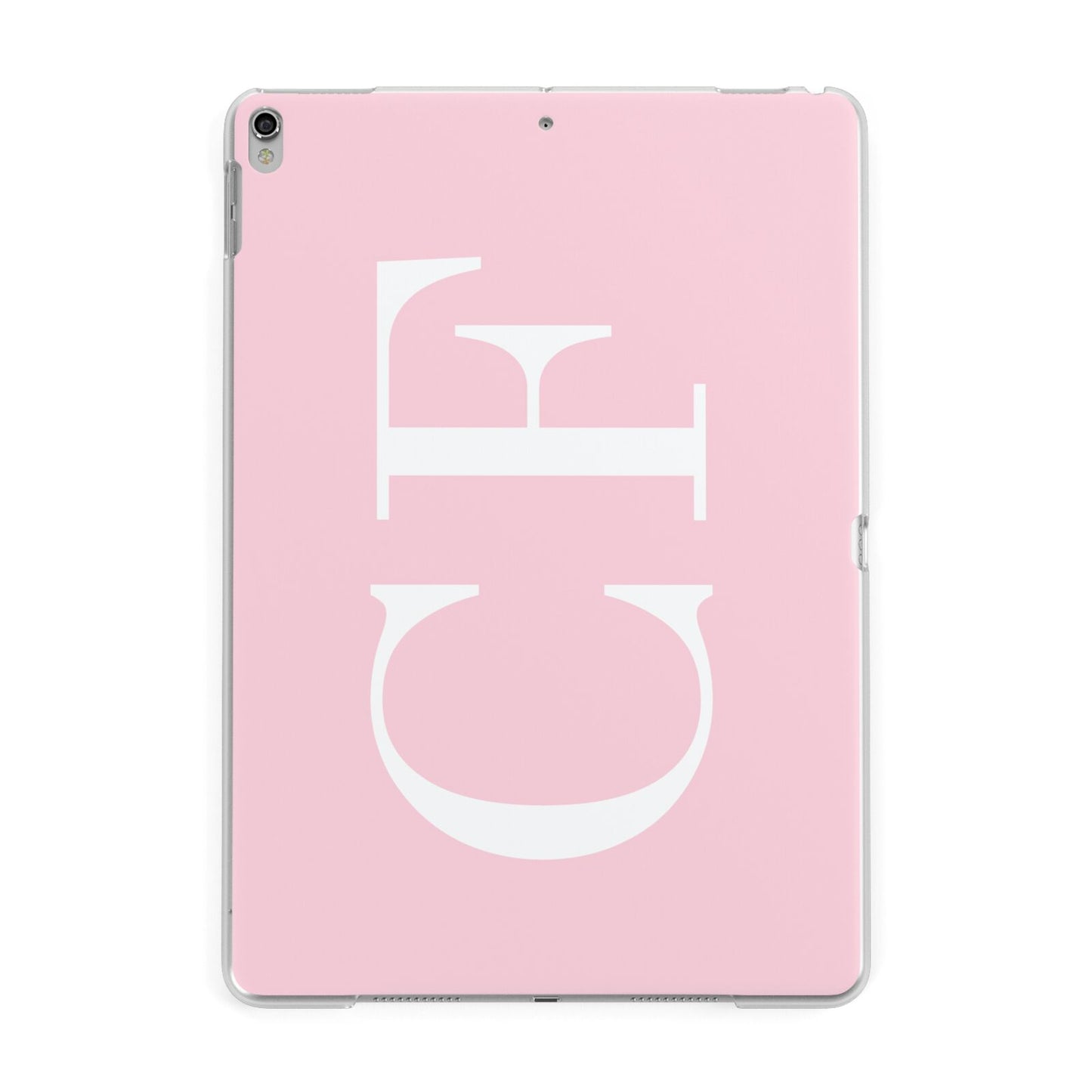 Personalised Pink White Side Initials Apple iPad Silver Case