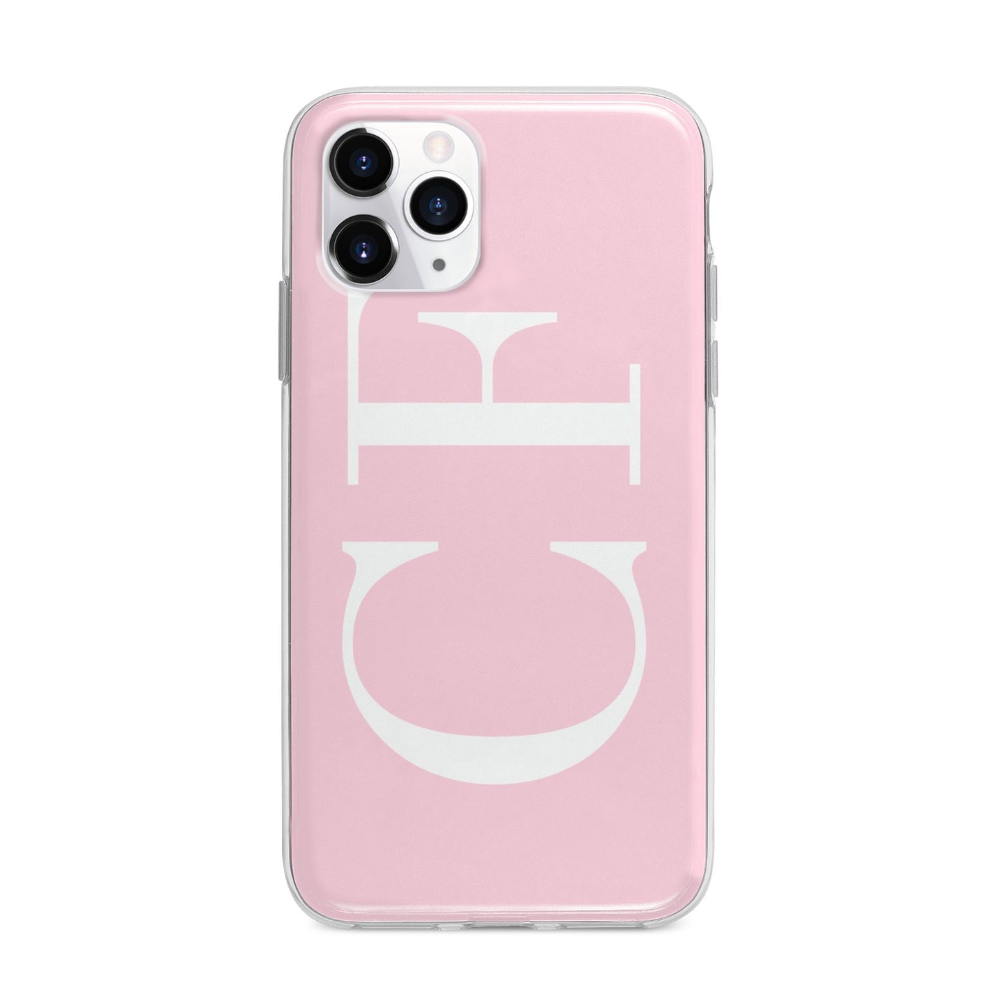 Personalised Pink White Side Initials Apple iPhone 11 Pro in Silver with Bumper Case
