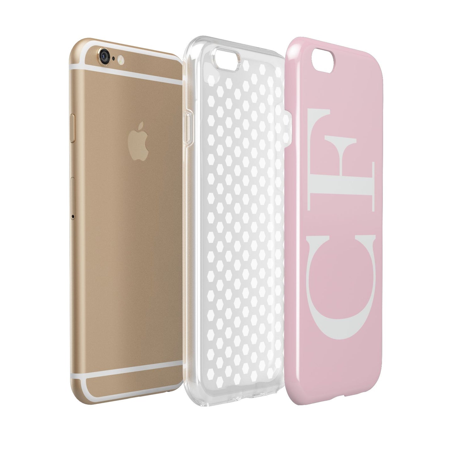 Personalised Pink White Side Initials Apple iPhone 6 3D Tough Case Expanded view
