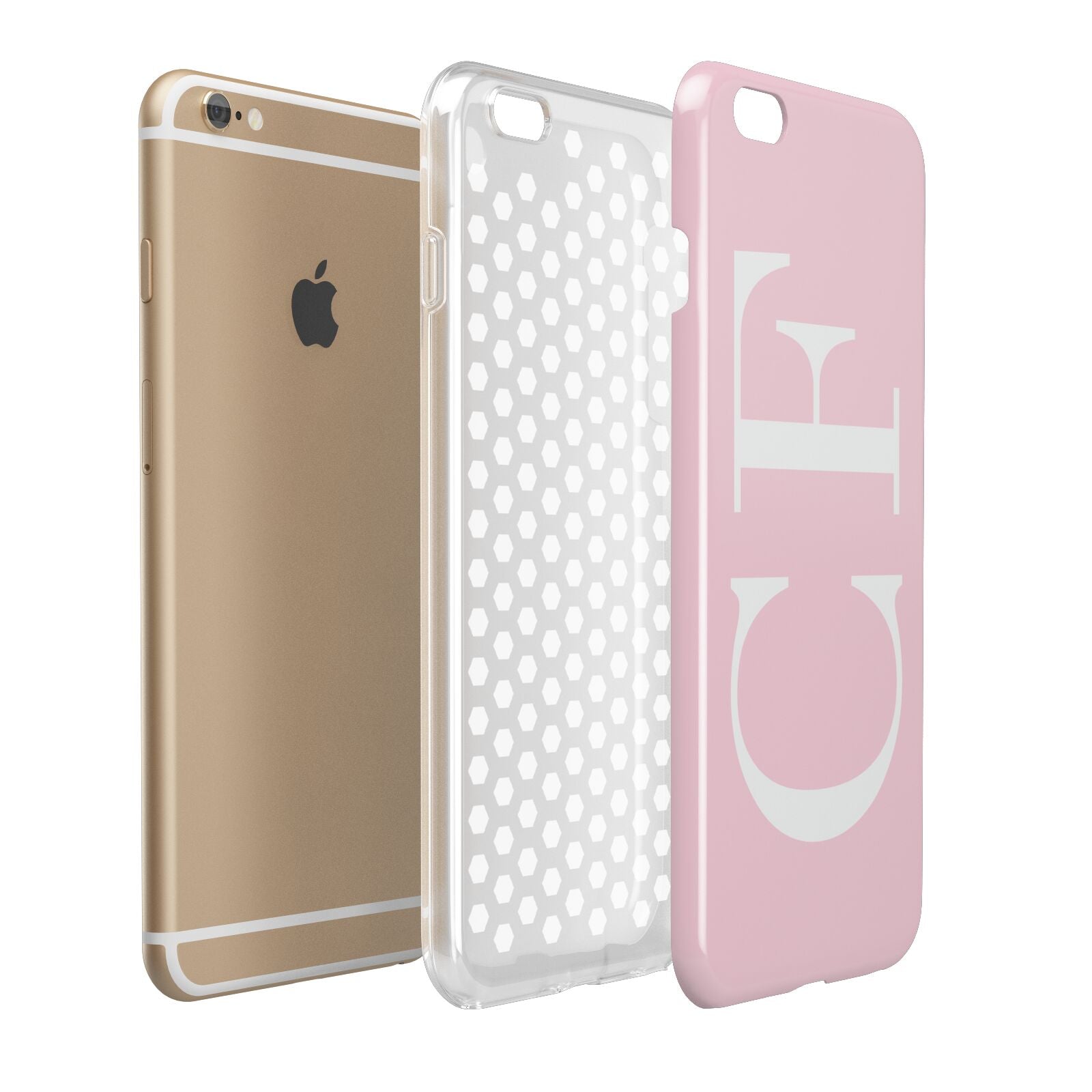 Personalised Pink White Side Initials Apple iPhone 6 Plus 3D Tough Case Expand Detail Image
