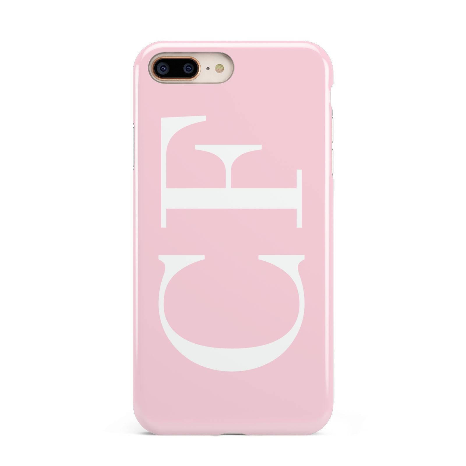 Personalised Pink White Side Initials Apple iPhone 7 8 Plus 3D Tough Case