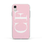 Personalised Pink White Side Initials Apple iPhone XR Impact Case White Edge on Silver Phone