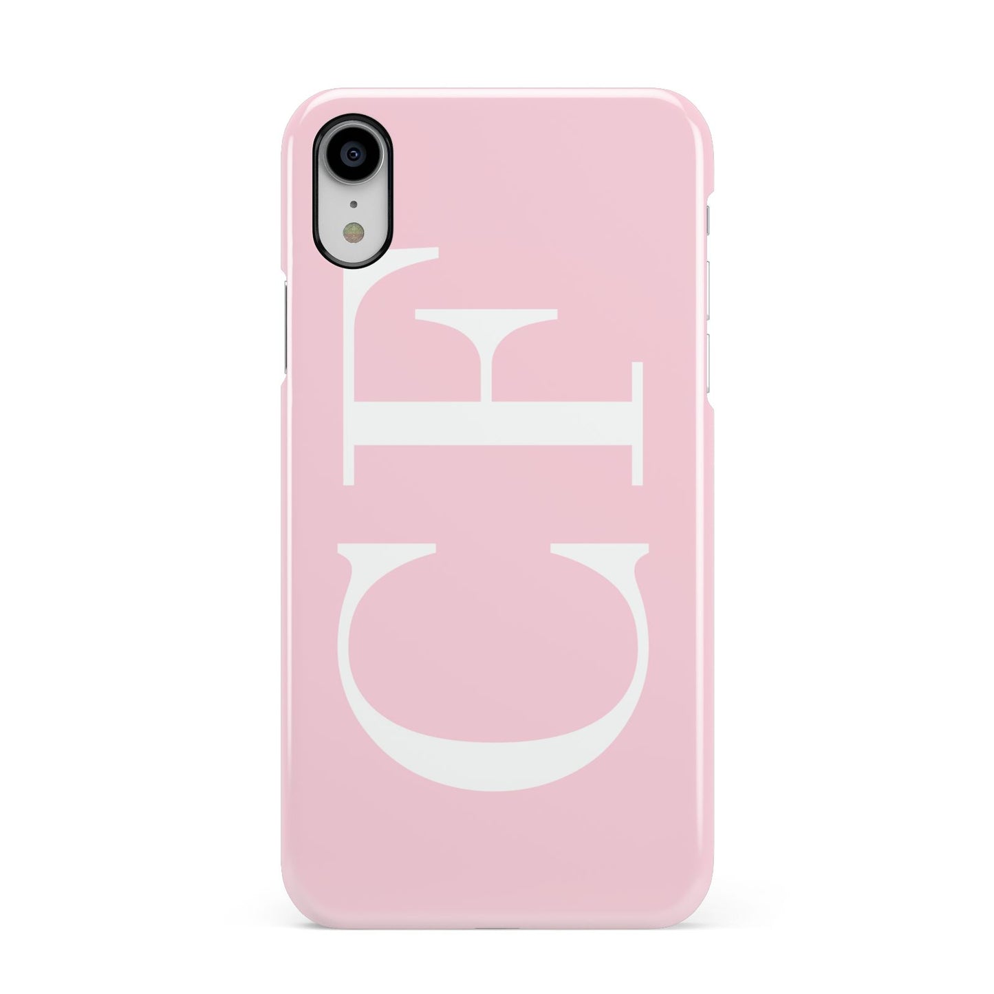 Personalised Pink White Side Initials Apple iPhone XR White 3D Snap Case