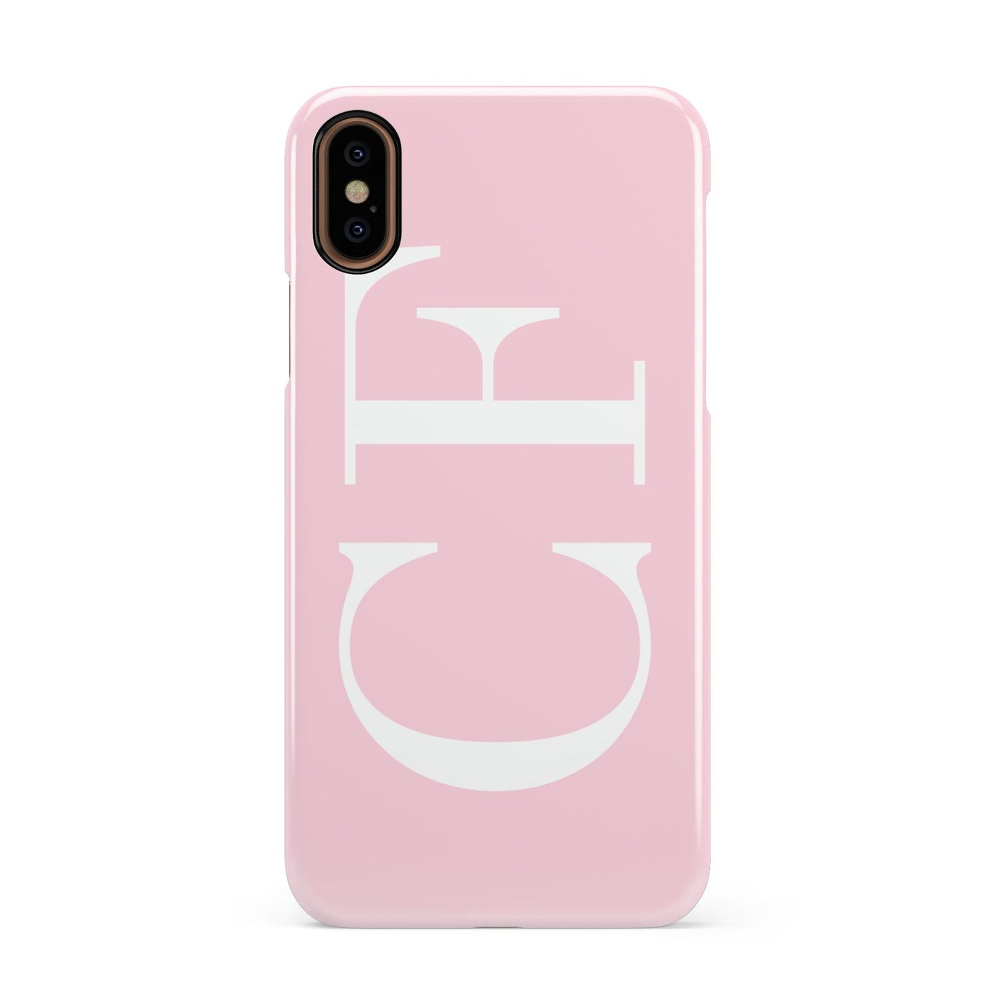 Personalised Pink White Side Initials Apple iPhone XS 3D Snap Case