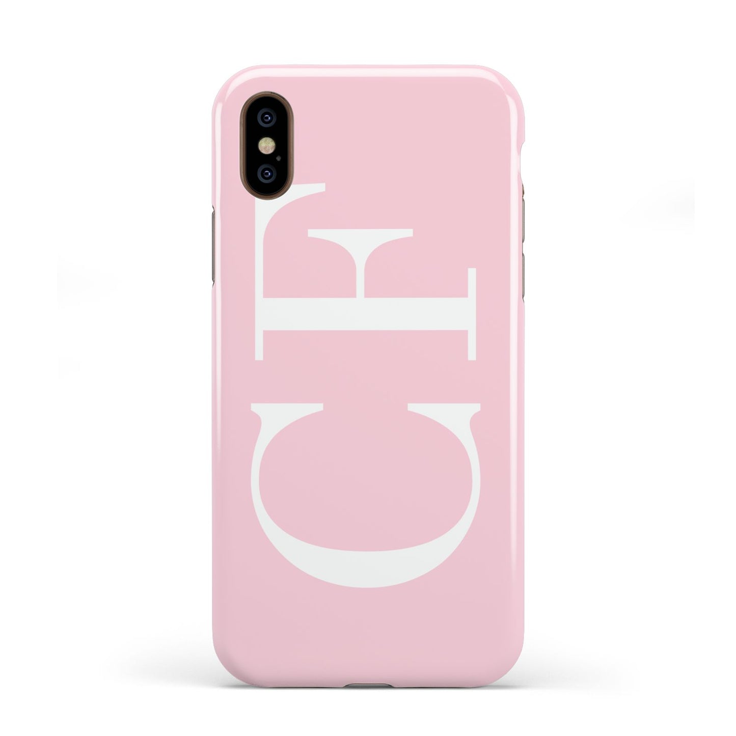 Personalised Pink White Side Initials Apple iPhone XS 3D Tough
