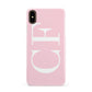 Personalised Pink White Side Initials Apple iPhone Xs Max 3D Snap Case