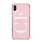 Personalised Pink White Side Initials Apple iPhone Xs Max Impact Case Black Edge on Gold Phone