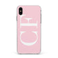 Personalised Pink White Side Initials Apple iPhone Xs Max Impact Case White Edge on Black Phone