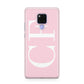 Personalised Pink White Side Initials Huawei Mate 20X Phone Case