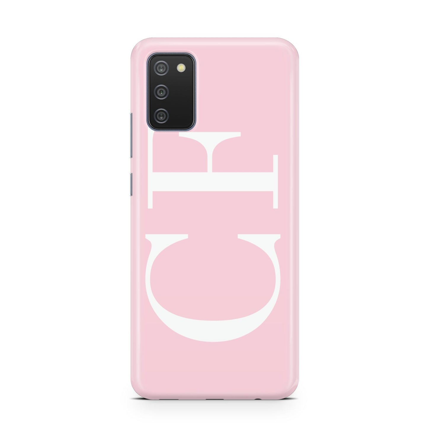 Personalised Pink White Side Initials Samsung A02s Case
