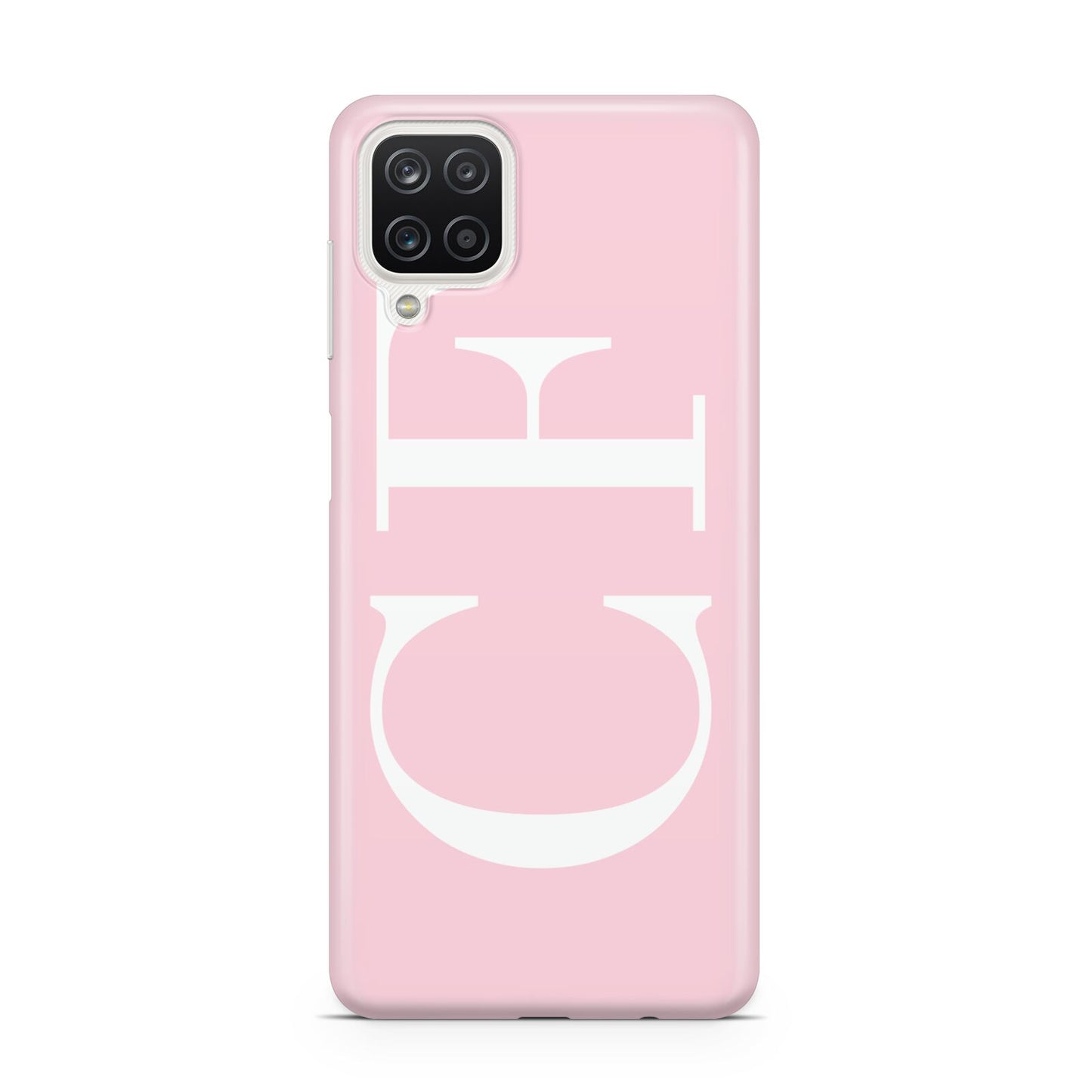 Personalised Pink White Side Initials Samsung A12 Case