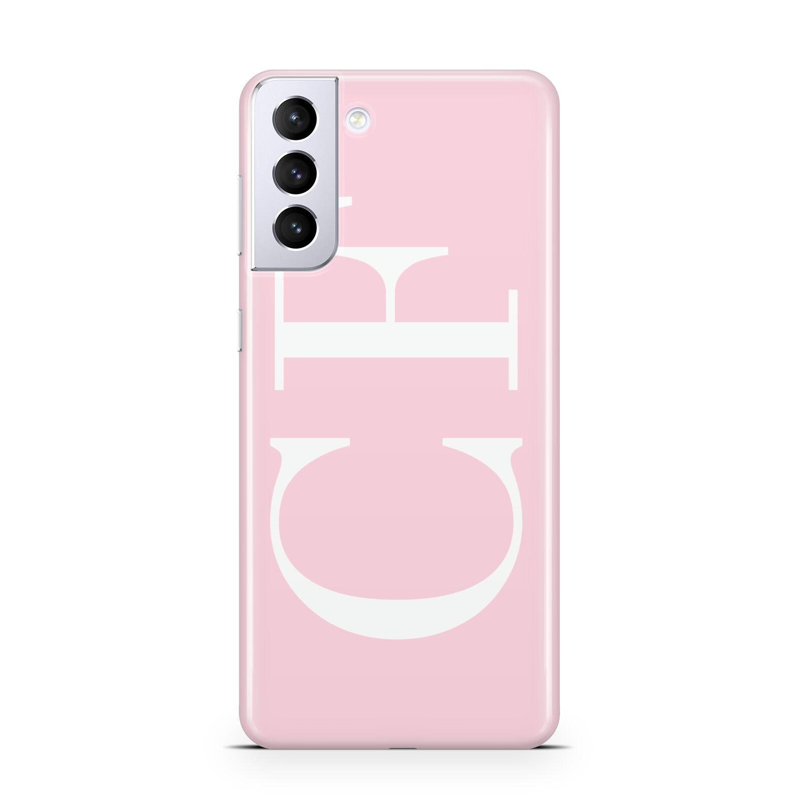 Personalised Pink White Side Initials Samsung S21 Plus Case